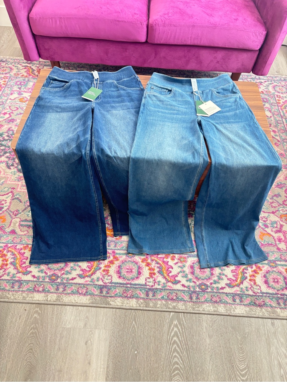 HALARA Women's Wide-Leg Jeans BUNDLE in Light and Dark Blue NWT - Medium Petite